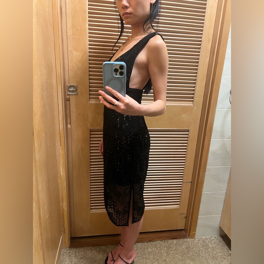 Black Sequin Mesh Dress